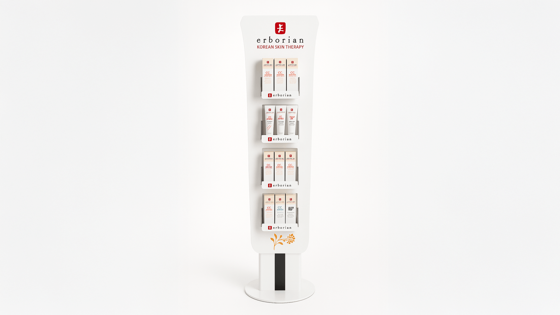 Slim POP Display for Erborian skincare with five compartments of Cream and Korean beauty products