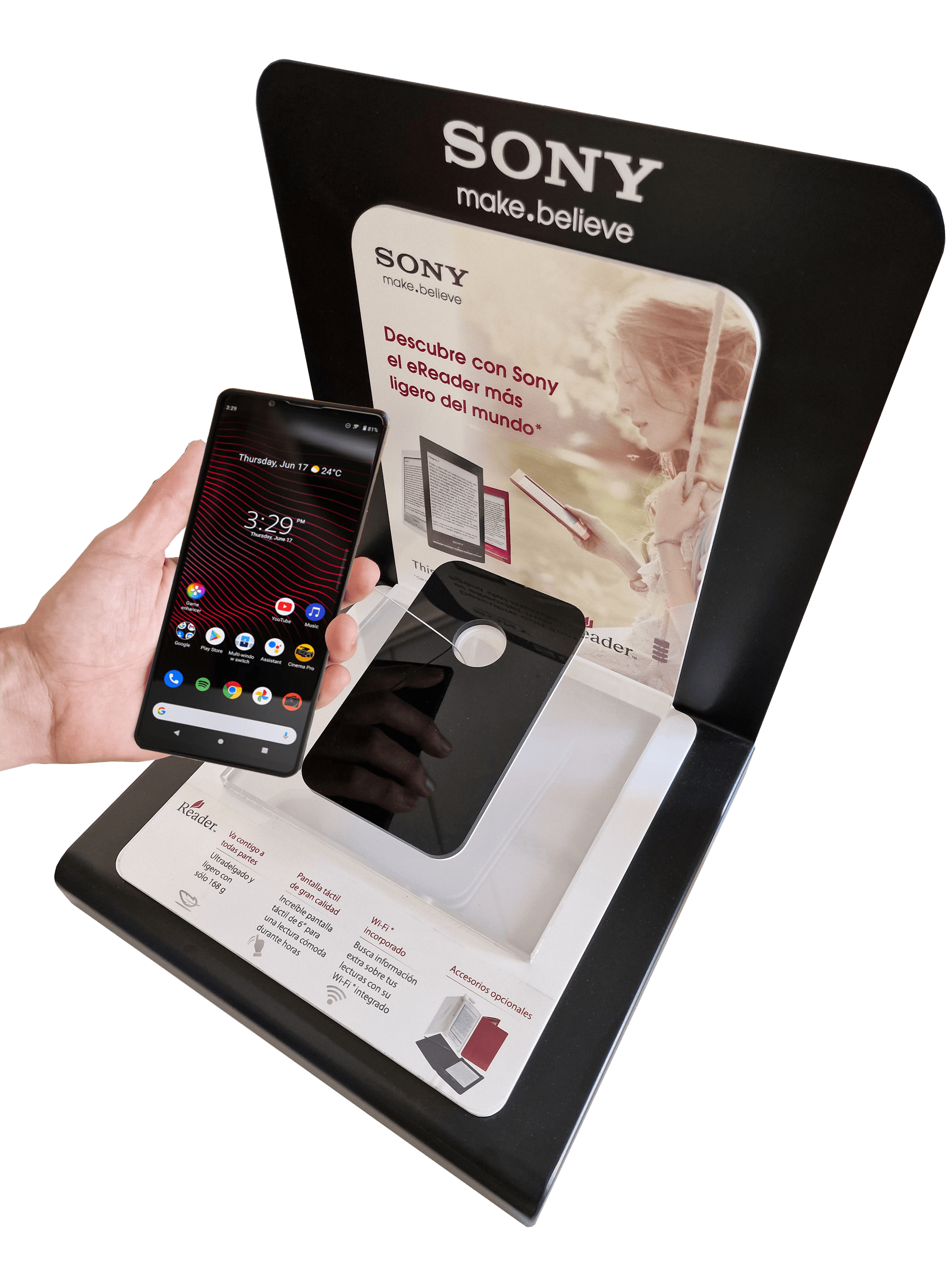 El expositor de Sony es un ejemplo de PLV Activo